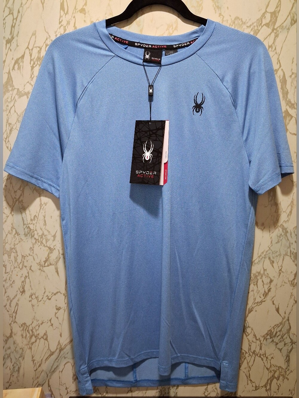 NEW Spyder Alpine Tech Breathable Short Sleeve Crew Neck Blue Shirt